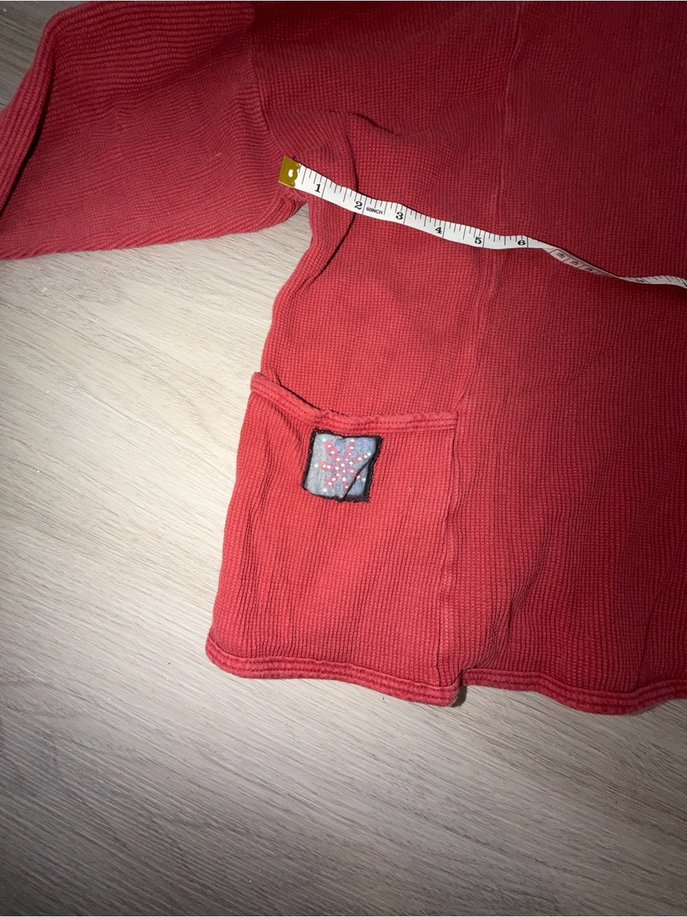 Blue Fish Washed Brick Red Cropped Thermal Sweatshirt - Picture 10 of 16